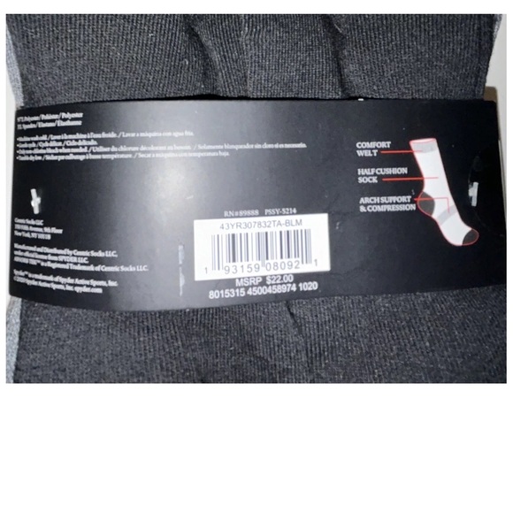 Spyder Crew Socks 5 Pair Men 6-12 White Black Gray Green Mixed Logo Cushion Ski - Picture 4 of 11